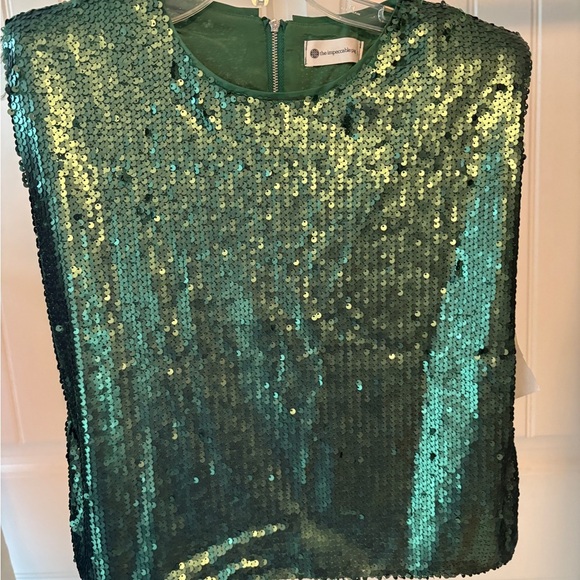 The Impeccable Pig Emerald Green Sequin Tank Blouse size L NWT - Picture 1 of 9